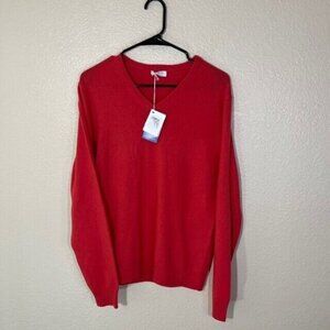 Malo Optimum Men's Red Wool Cashmere V neck Pullover Sweater NEW Medium M